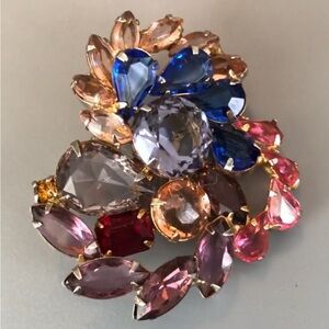 Brooch, Multi-Colored, Jewel Toned, Vintage